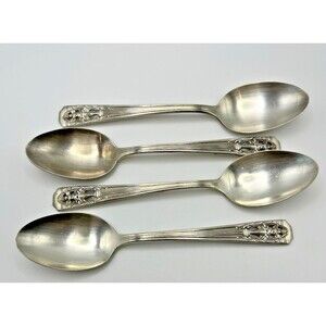 Harmony House Classic Filigree by Wallace Vintage Teaspoons Silverplate 4 pcs